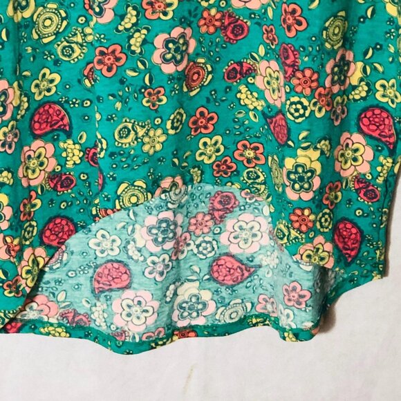 LuLaRoe Irma tunic short sleeve paisley pattern green & pink size xs READ new - Picture 6 of 10